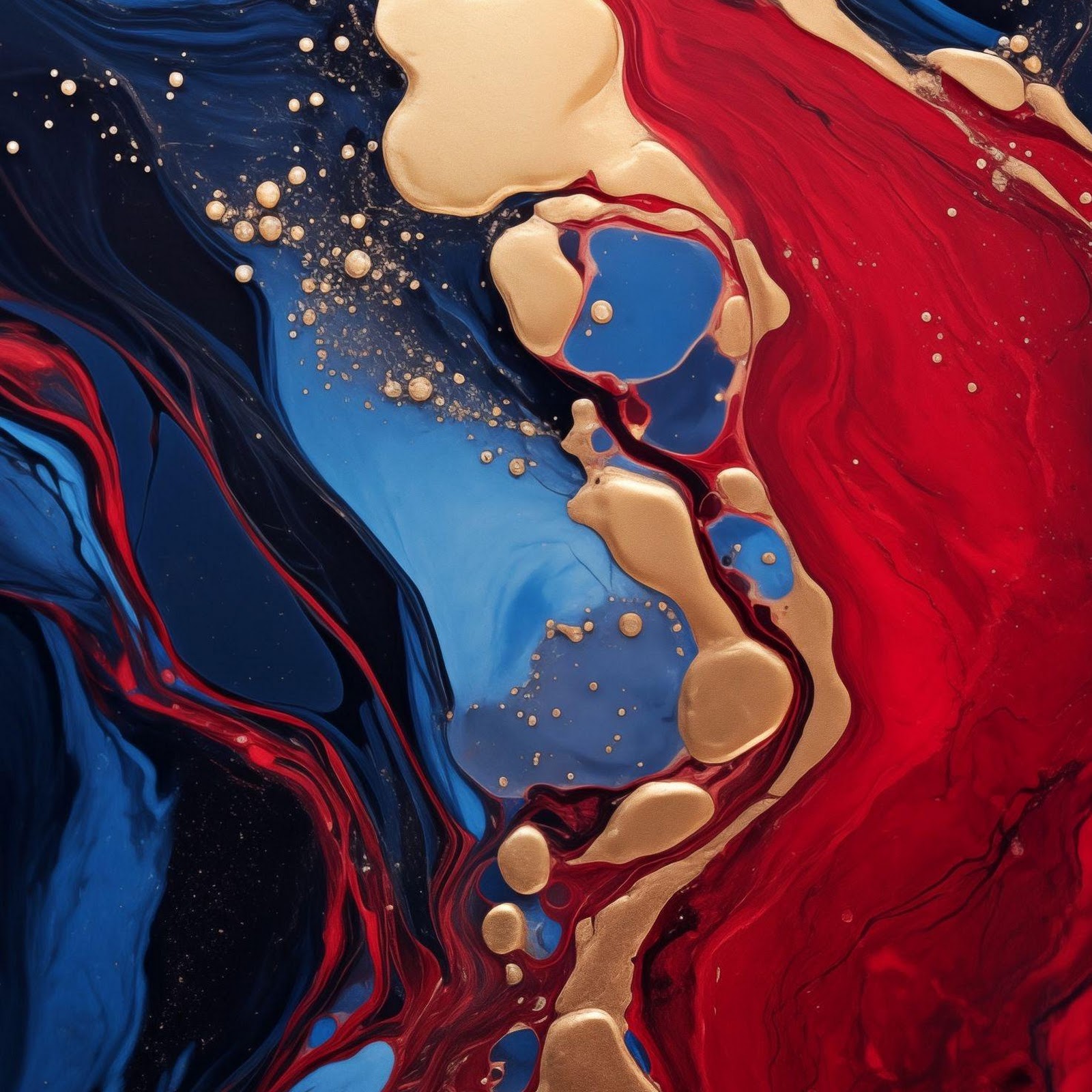 Download Abstract Fluid Red Blue Gold 2K iPhone
