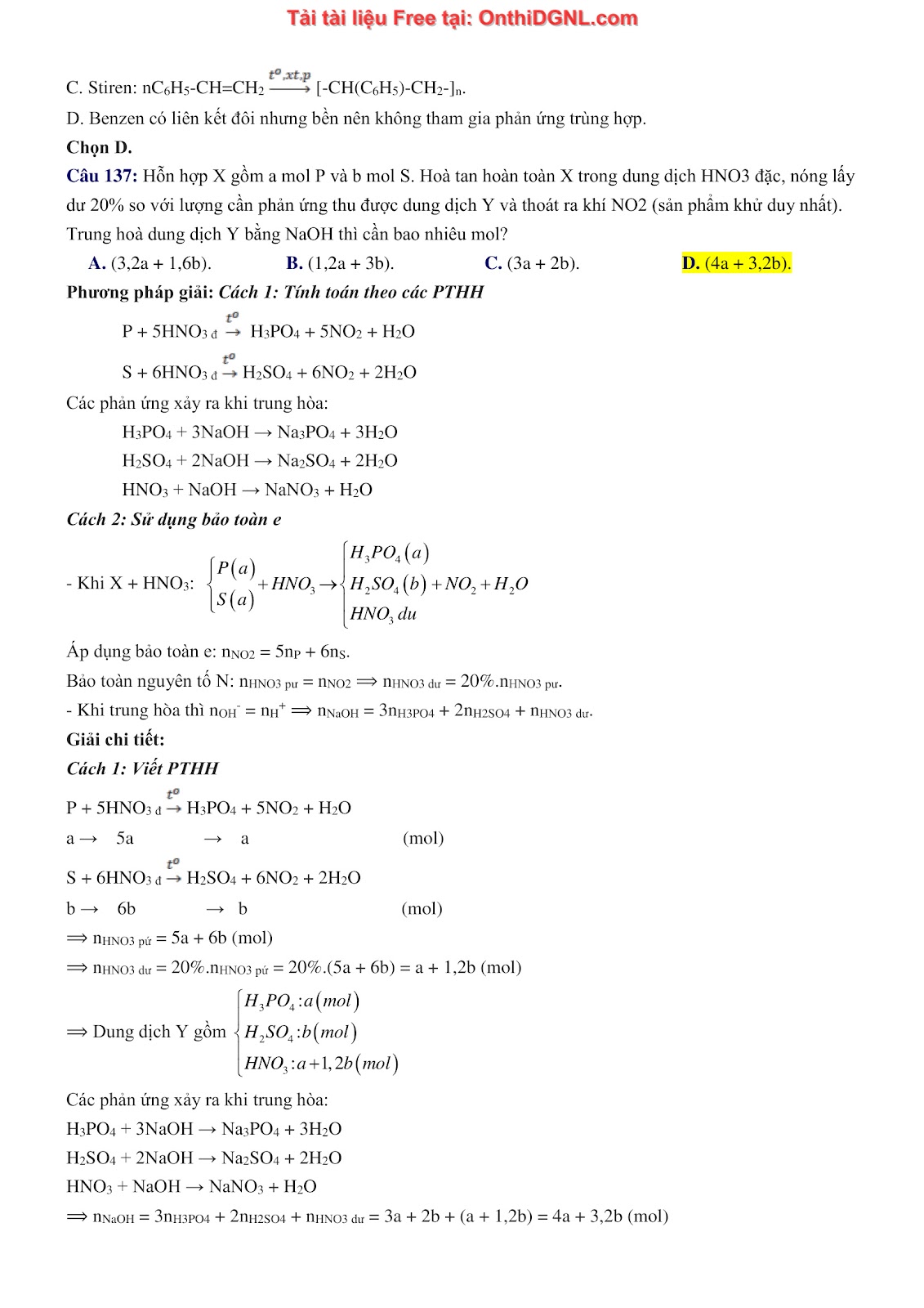 260 bài tập môn Hóa học - Ôn thi ĐGNL ĐHQG Hà Nội Phần 14