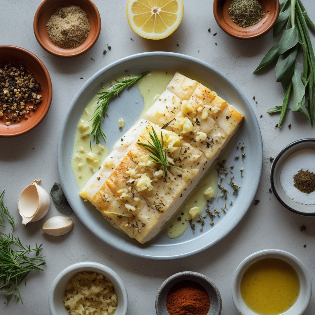Ingredients for Baked Lemon-Garlic Cod with Butter Sauce - Easy Weeknight Main Dish