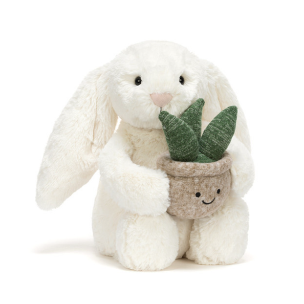 Cream Bunny with Plant