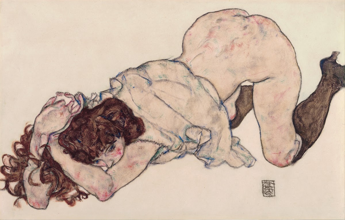 Kneeling Girl Resting on Both Elbows 1917