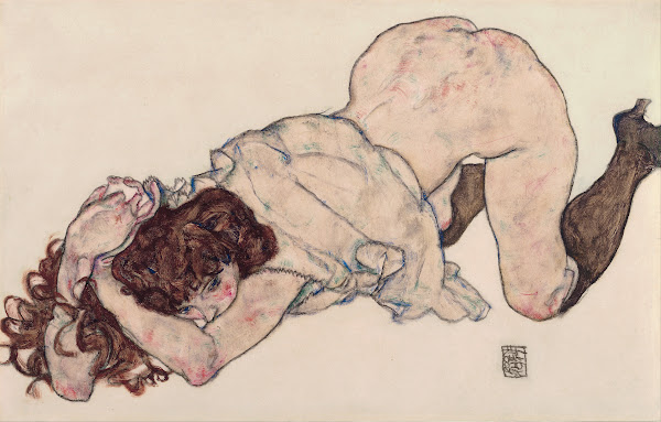 Kneeling Girl Resting on Both Elbows 1917