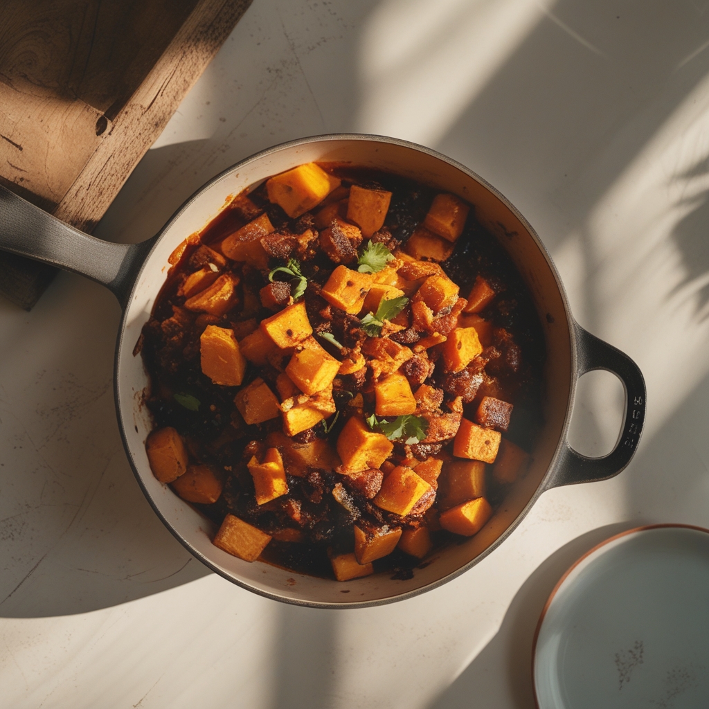 Spicy Chipotle Sweet Potato & Black Bean Skillet