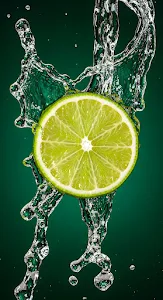 Fresh Lime Slice with Dynamic Water Splash on Green