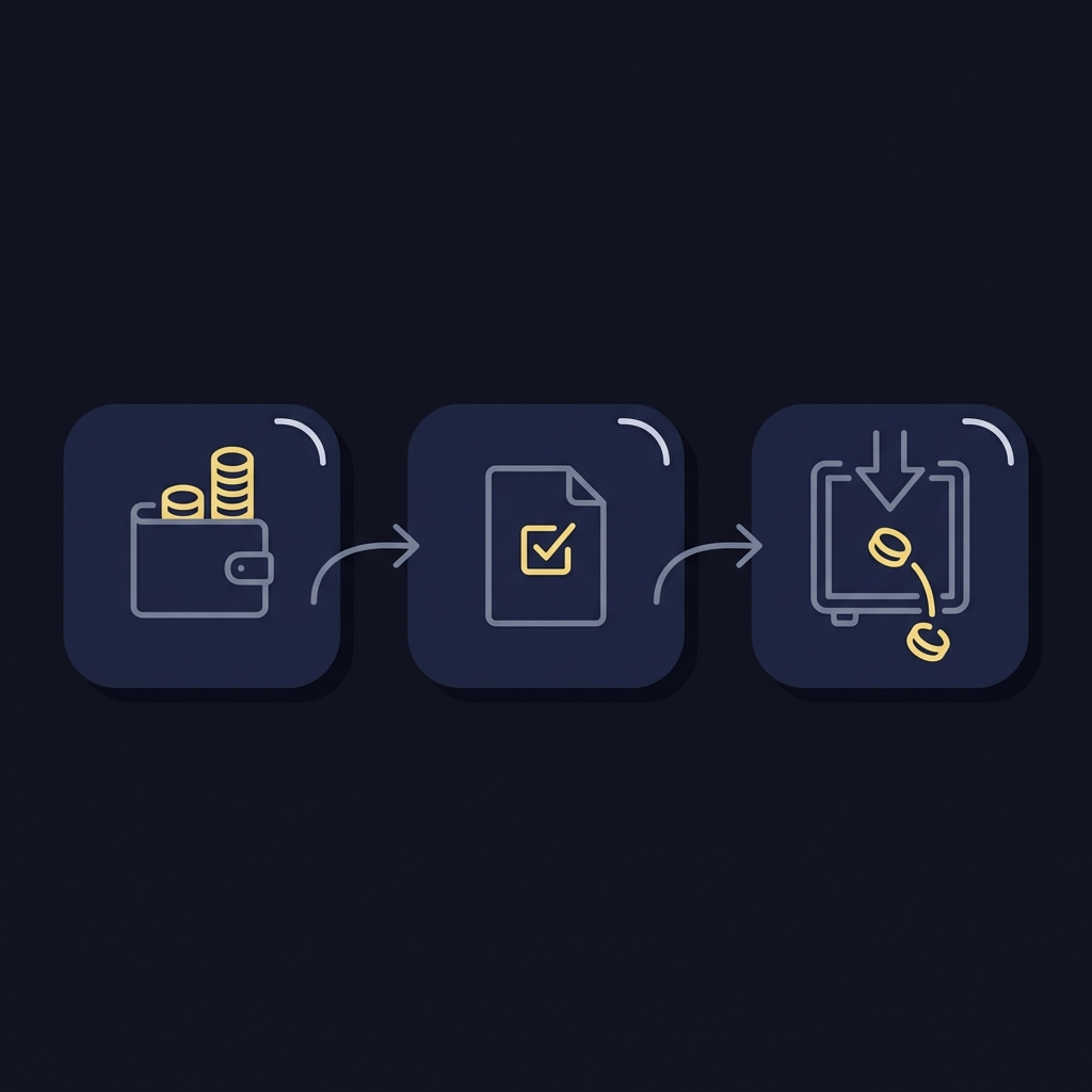 Minimalist 2D vector infographic showing flow from winnings credited to account to reporting on Schedule 1 to possible withholding draftkings tax calculator
