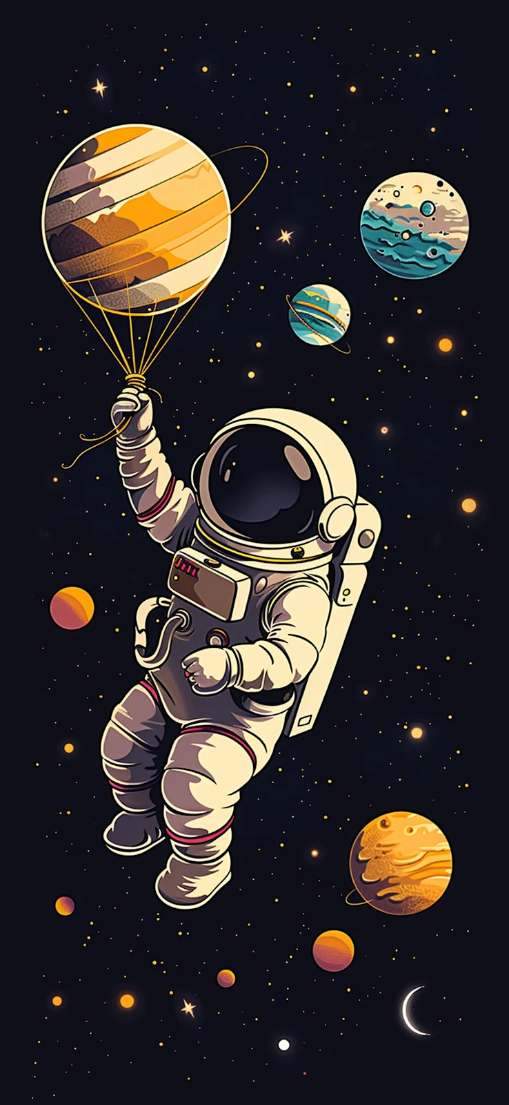 Astronaut, Space, Planet, Cartoon 2K iPhone Wallpaper Background (1572x3408)