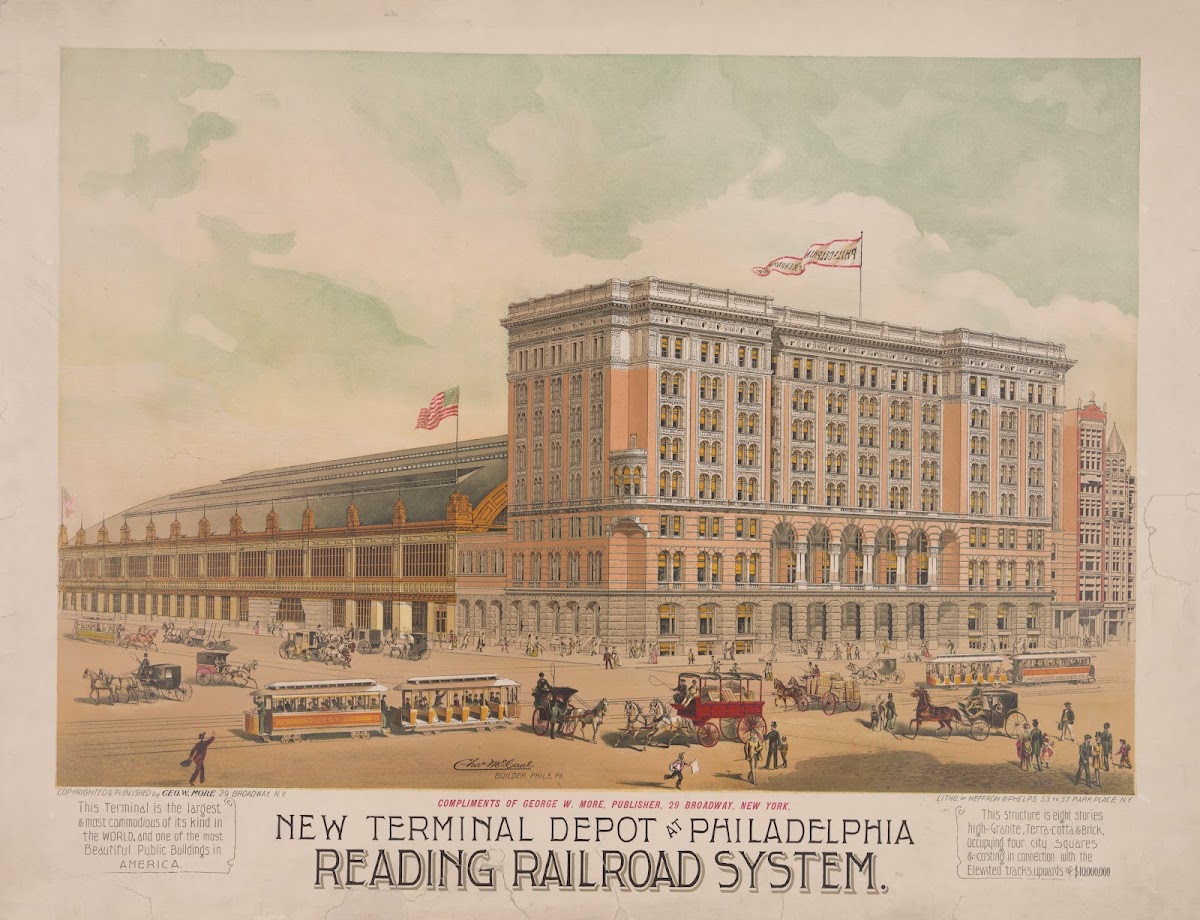 New Terminal Depot At Philadelphia Reading Railroad System 19th Century