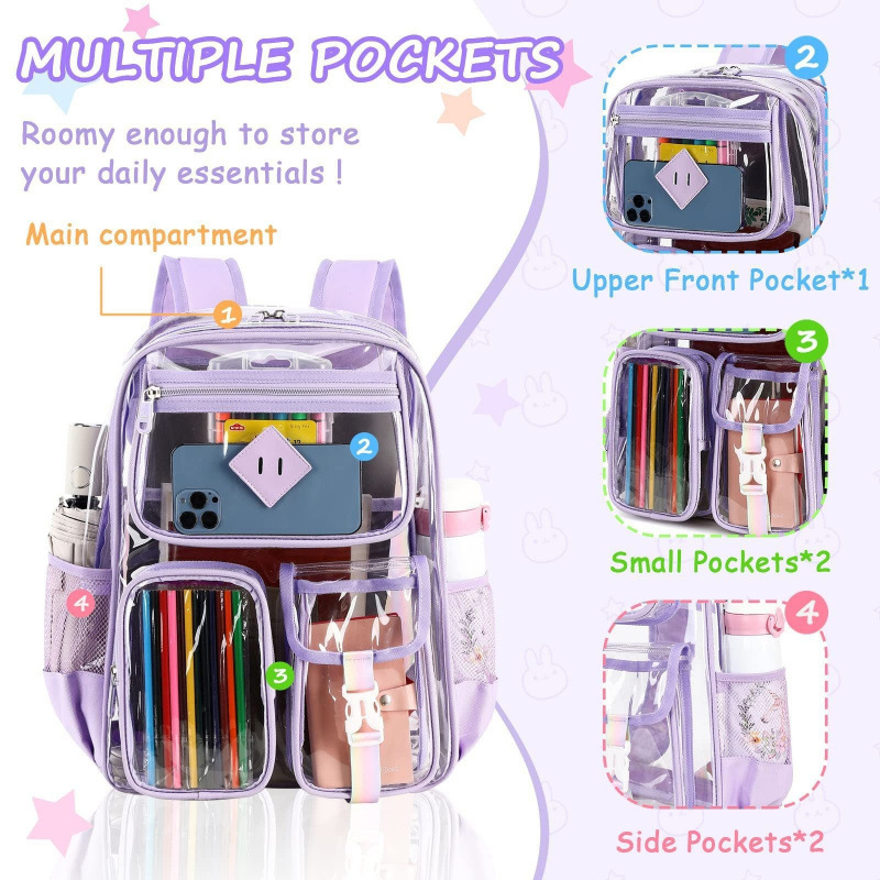 Transparent PVC Backpack, 43×17×35 cm