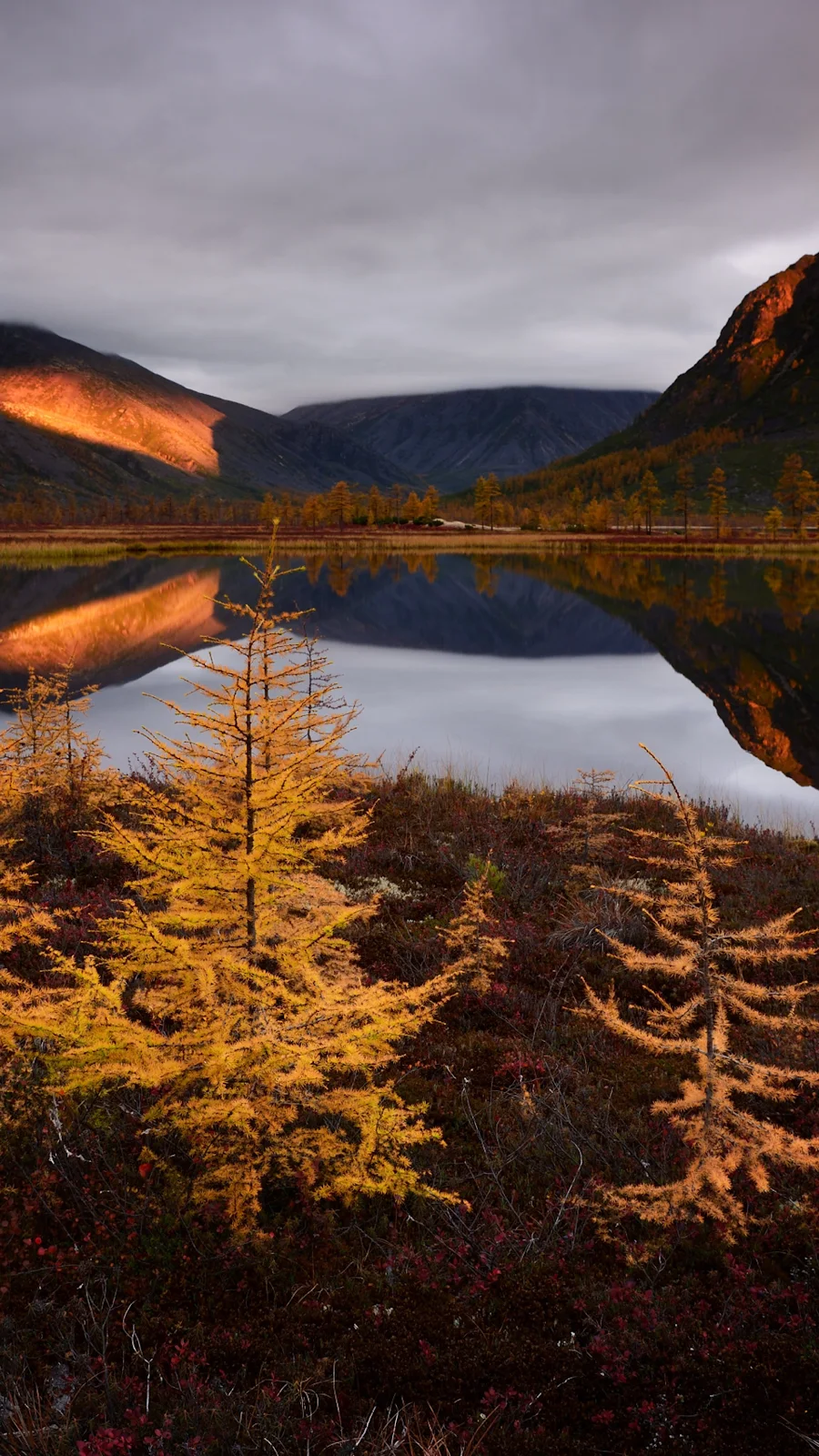 Autumn Lake Reflections Fall Clouds Nature Russia 4K iPhone Wallpaper Background [2160x3840] Free Download