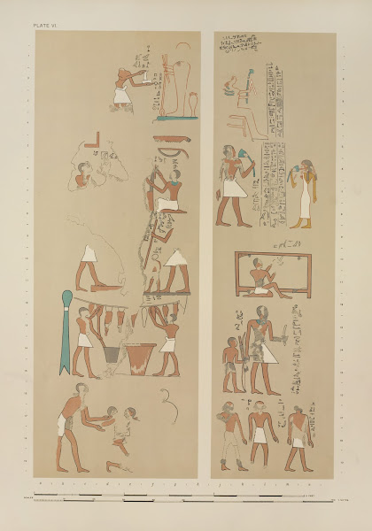 A scene representing the worship of Ptah various tools and manufacturing process