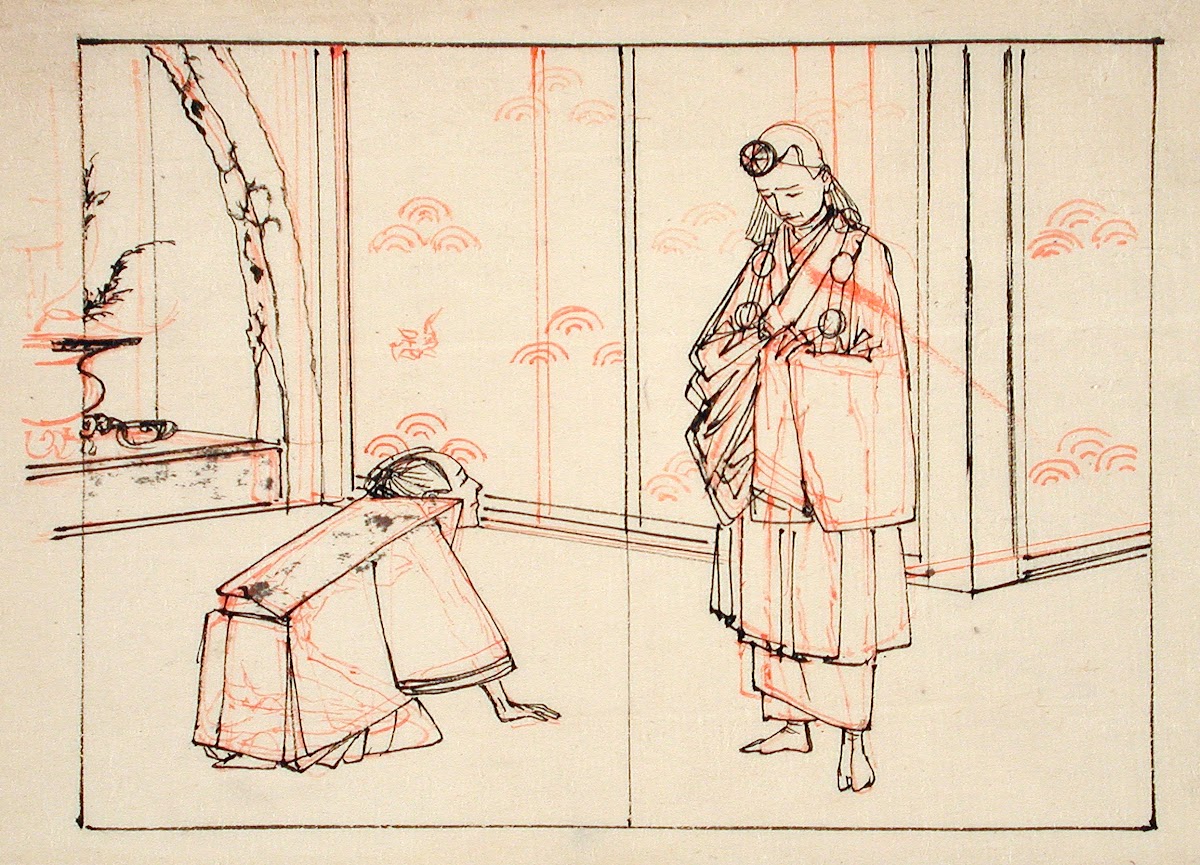 Preparatory Drawing for an Illustration of the Book Mirror of Famous Japanese Ge