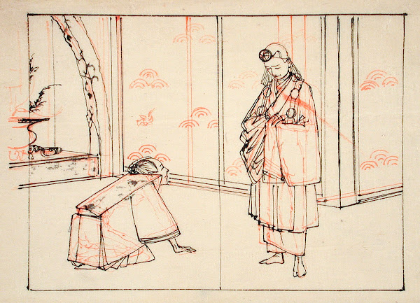 Preparatory Drawing for an Illustration of the Book Mirror of Famous Japanese Ge