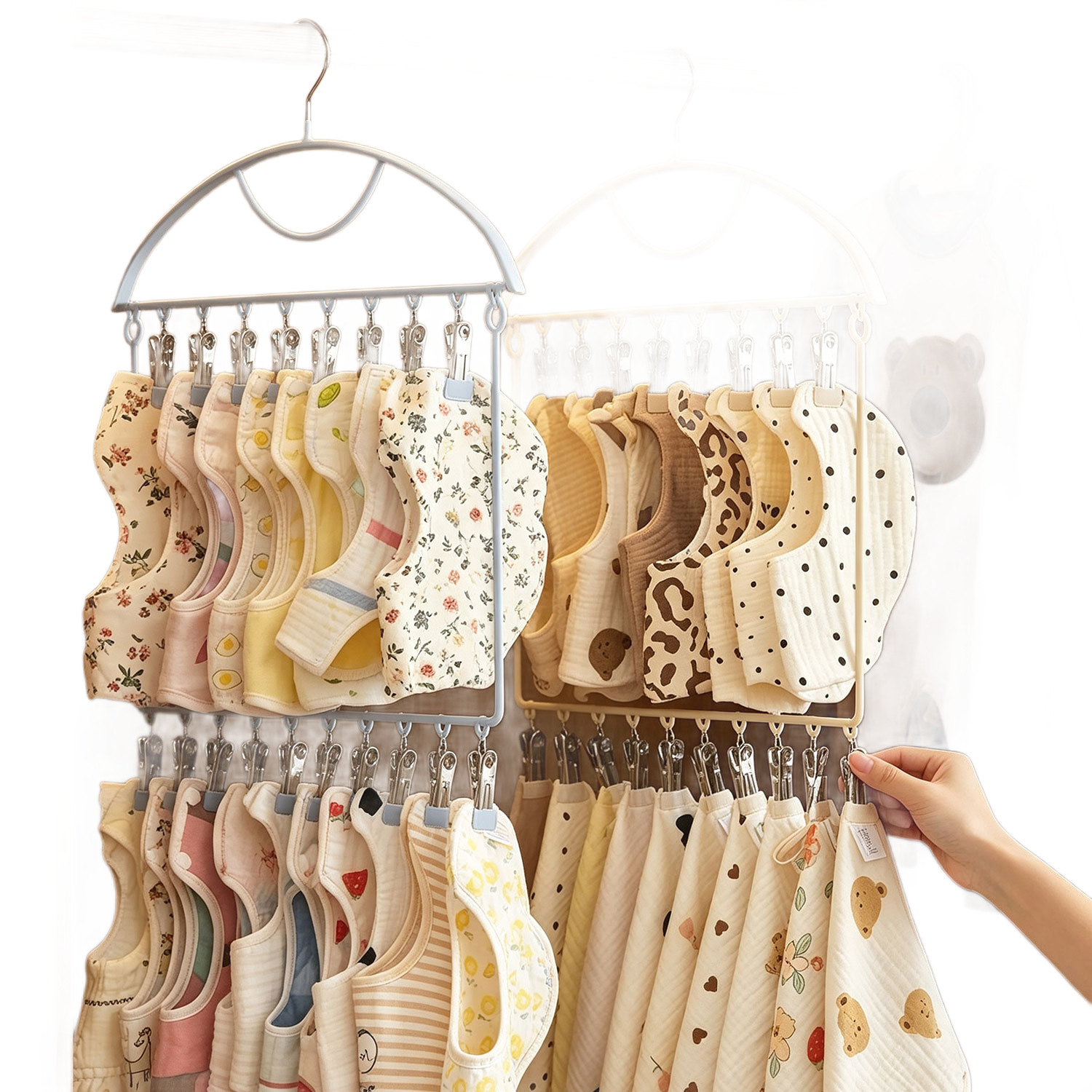 Clothes drying rack with multiple clips for baby clothes