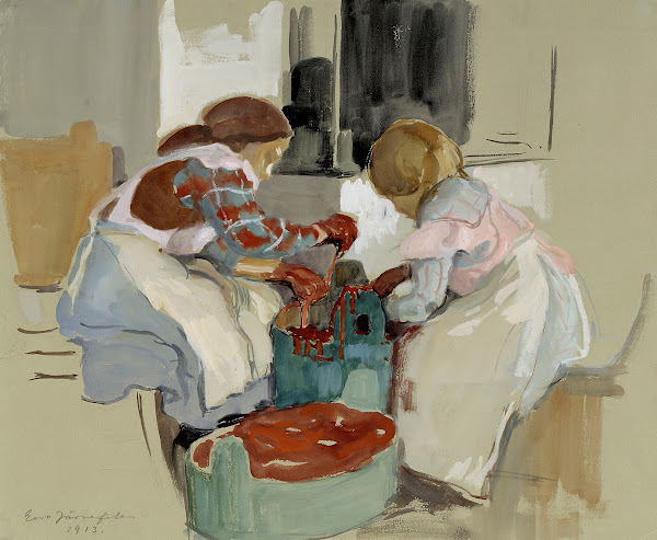 Two Girls Dyeing Fabric 1913