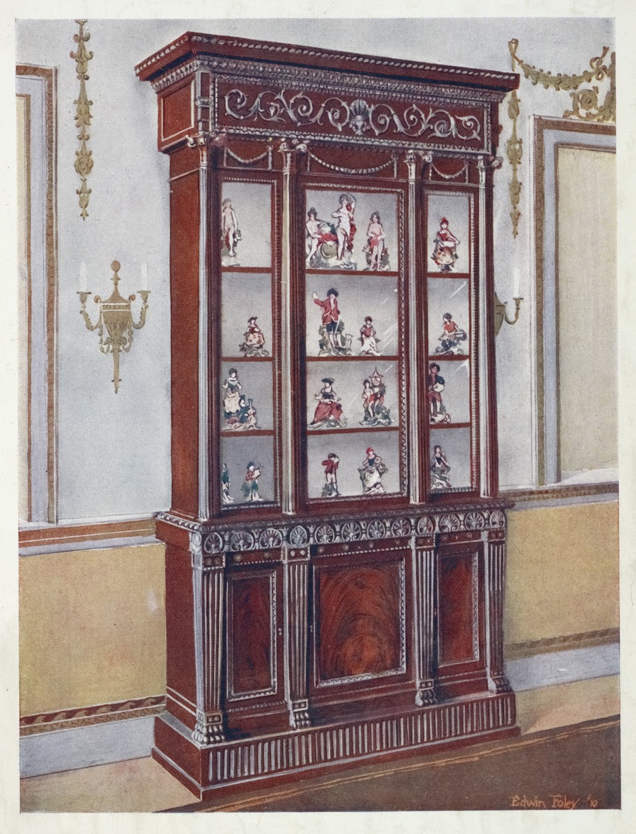 Carved mahogany China cases 1910   1911