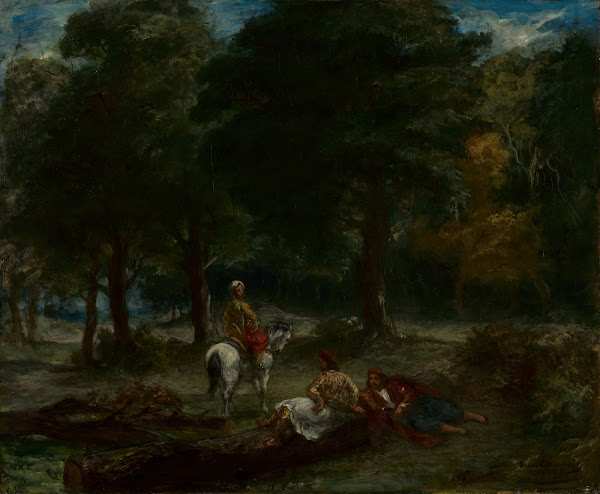 Greek Cavalry Men Resting in Forest 1858