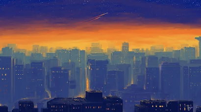 Bisbiswas, Painting, Cityscape, Comet, Sunset Full HD Wallpaper Background