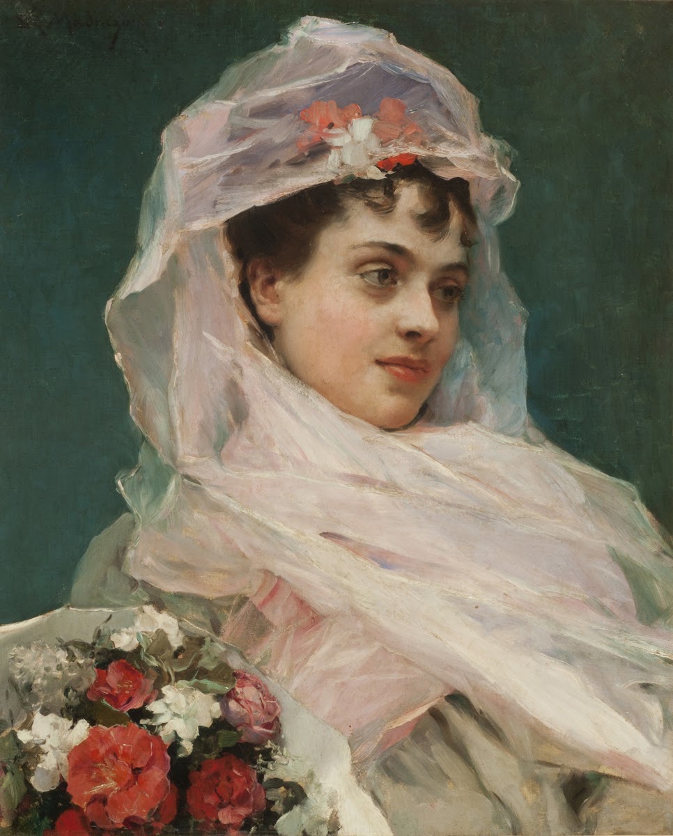 Aline Masson con tocado de gasa 1880