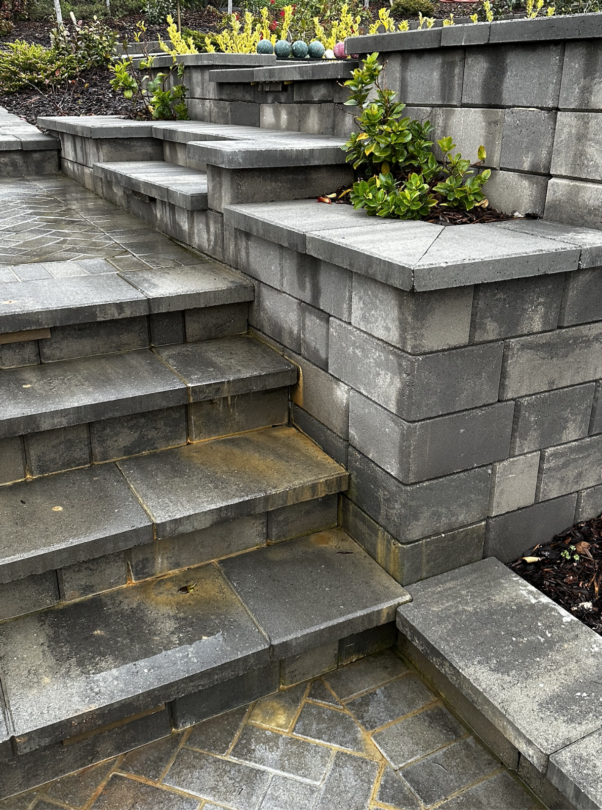 Backyard paver damage from defective irrigation