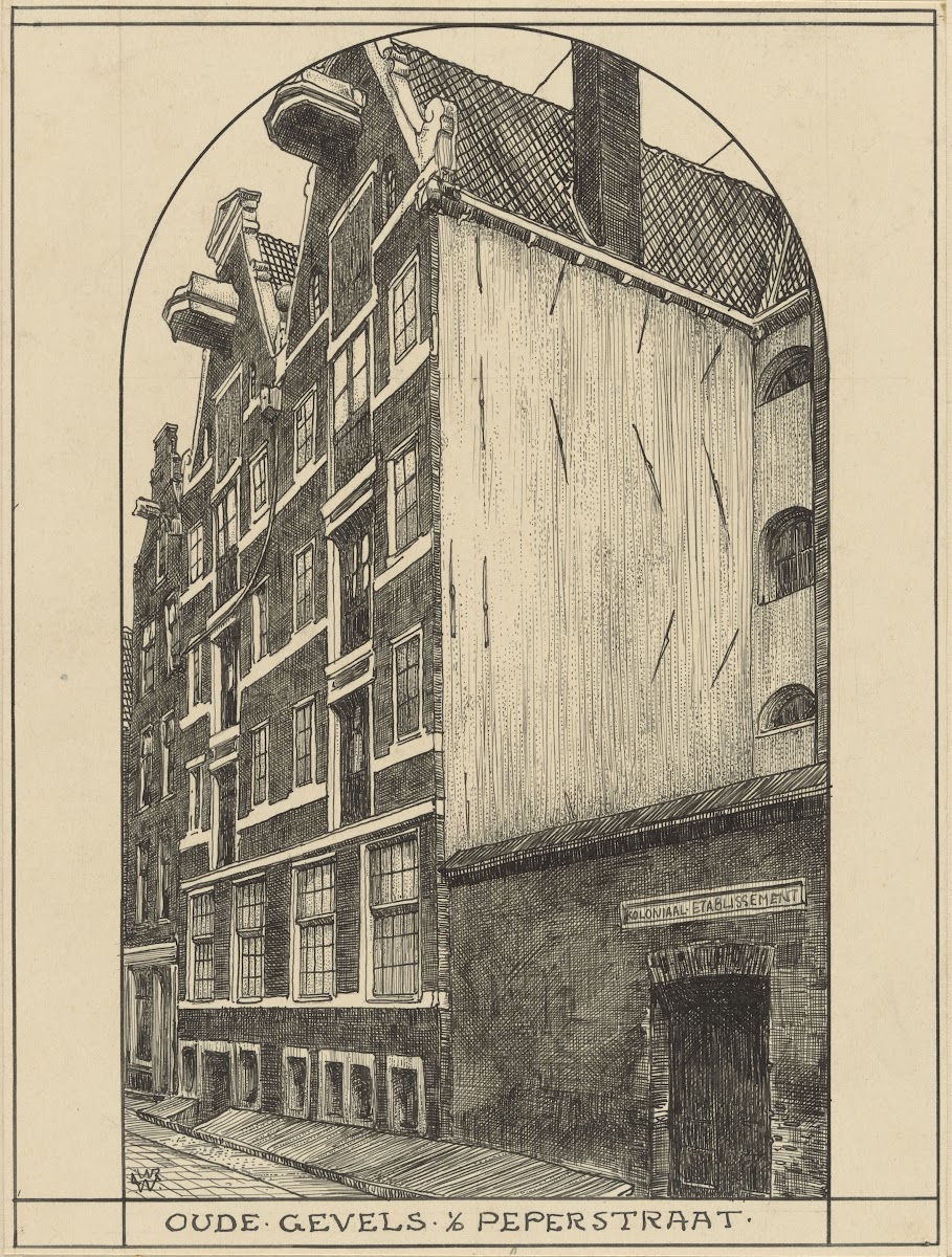 Oude gevels in de Peperstraat te Amsterdam 20th century