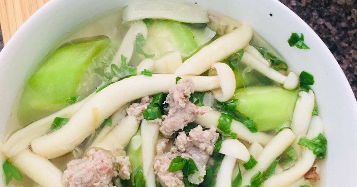 Canh mướp nấu nấm