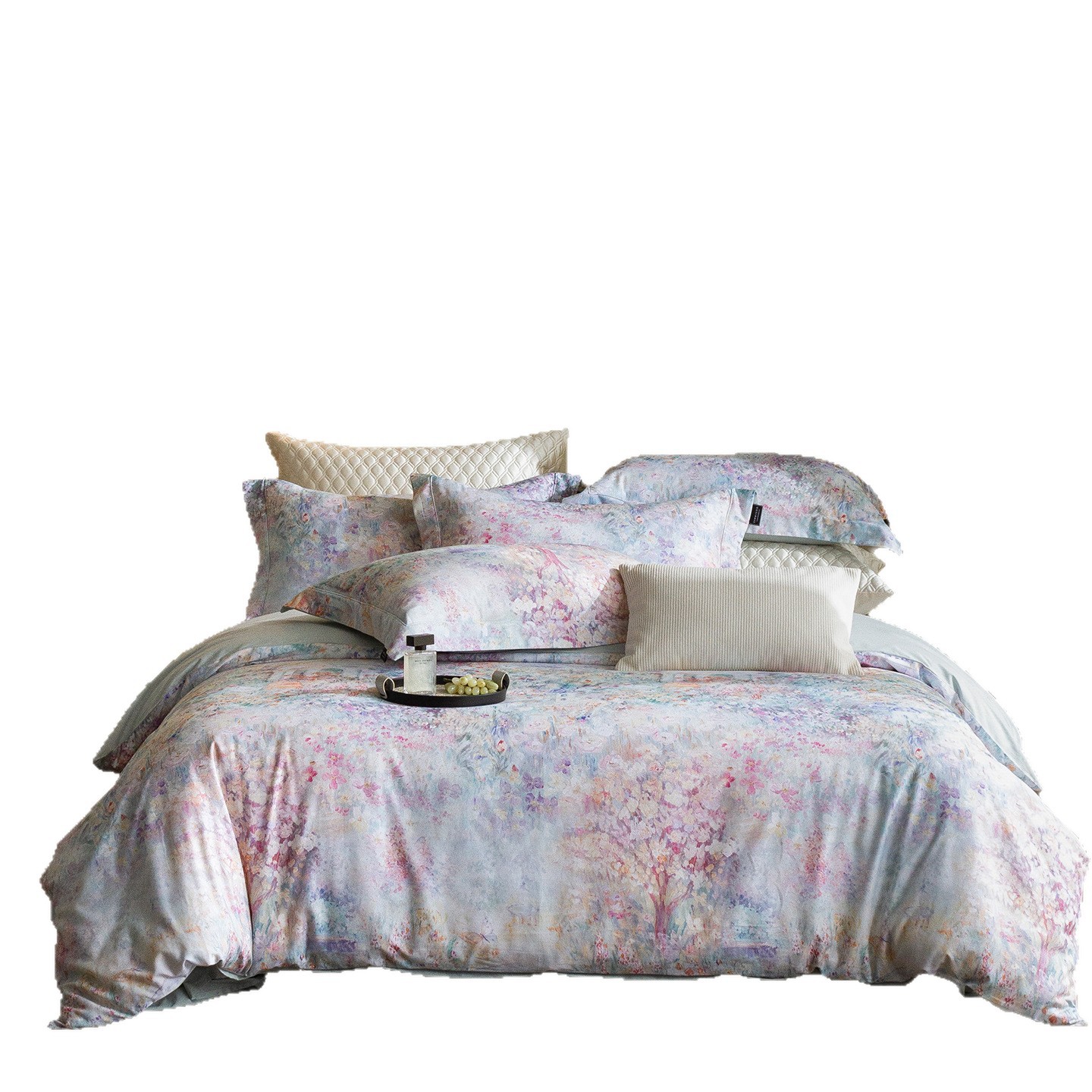 Cotton bed linen with floral pattern, autumn-winter