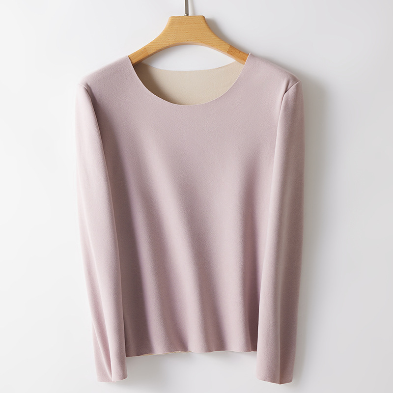 Women's Thermal Long Sleeve Shirt, Round Neck, Warm, Figure-Hugging
