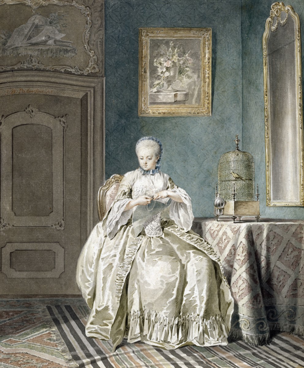 Jeune Brodeuse à la cage 18th century