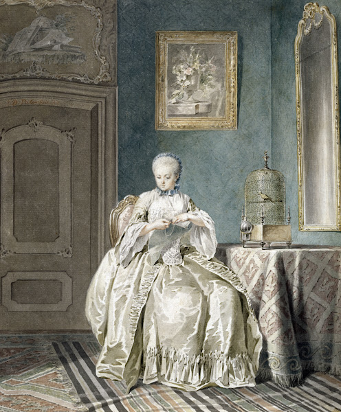 Jeune Brodeuse à la cage 18th century