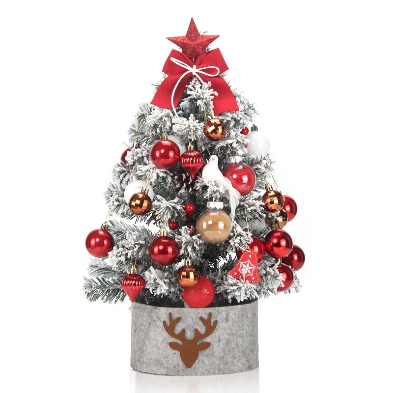 Mini Christmas tree with lighting, flocked