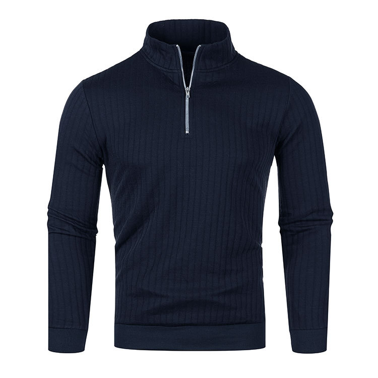 Herren-Strickpullover mit Stehkragen und Reißverschluss