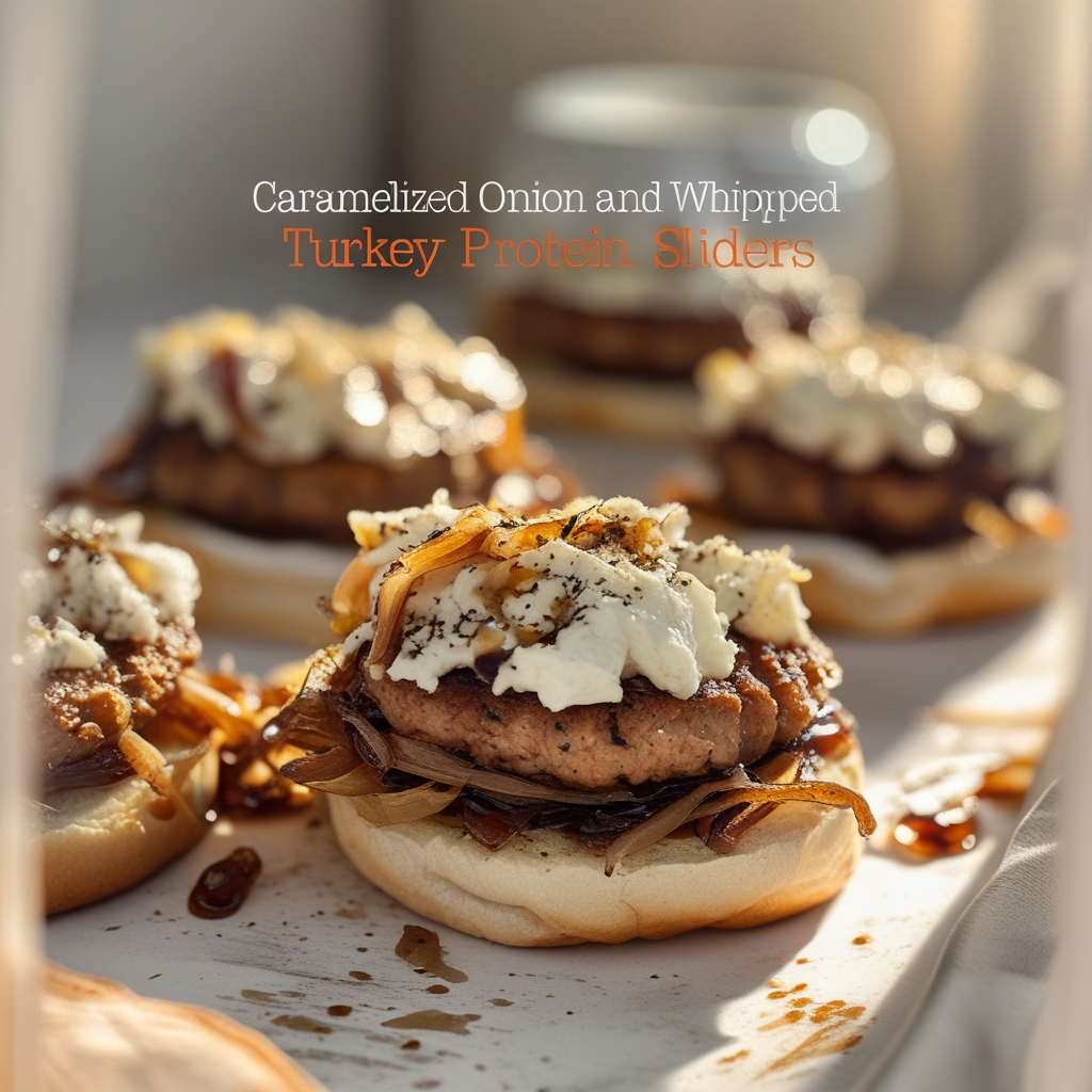 Caramelized Onion & Whipped Ricotta Turkey Protein Sliders with Balsamic Glaze