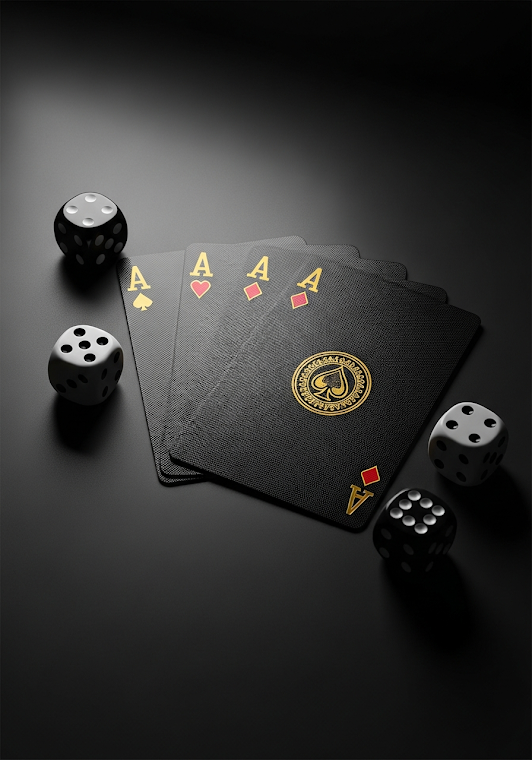 Black Aces Poker Cards and Dice