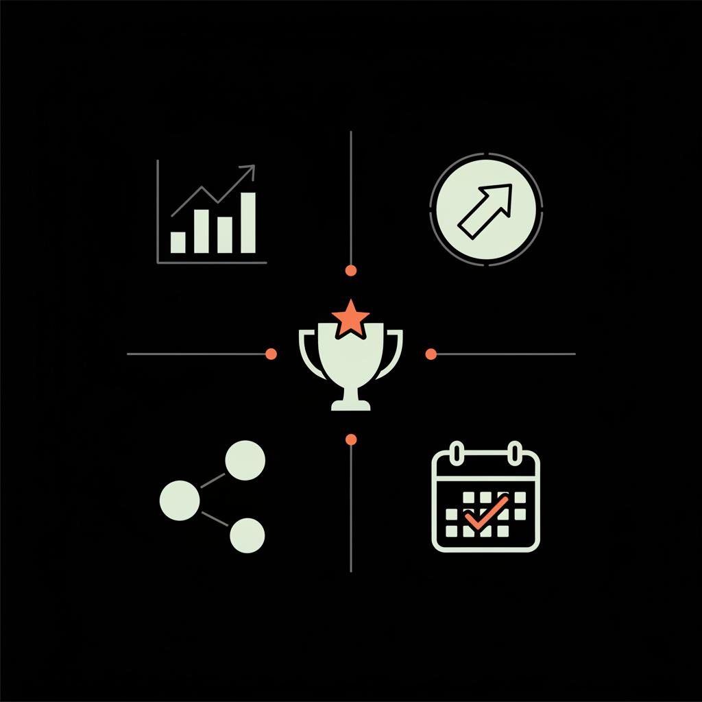 Minimalist 2D vector infographic in Social Success Hub colors on a black background showing analytics, growth, and engagement icons — Forbes paid feature.