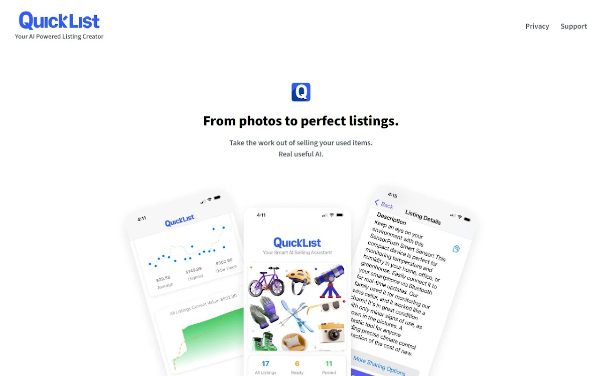Captura de QuickList AI Listing Creator