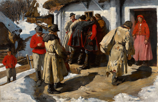 Musicians in Bronowice  in front of a tavern 1891