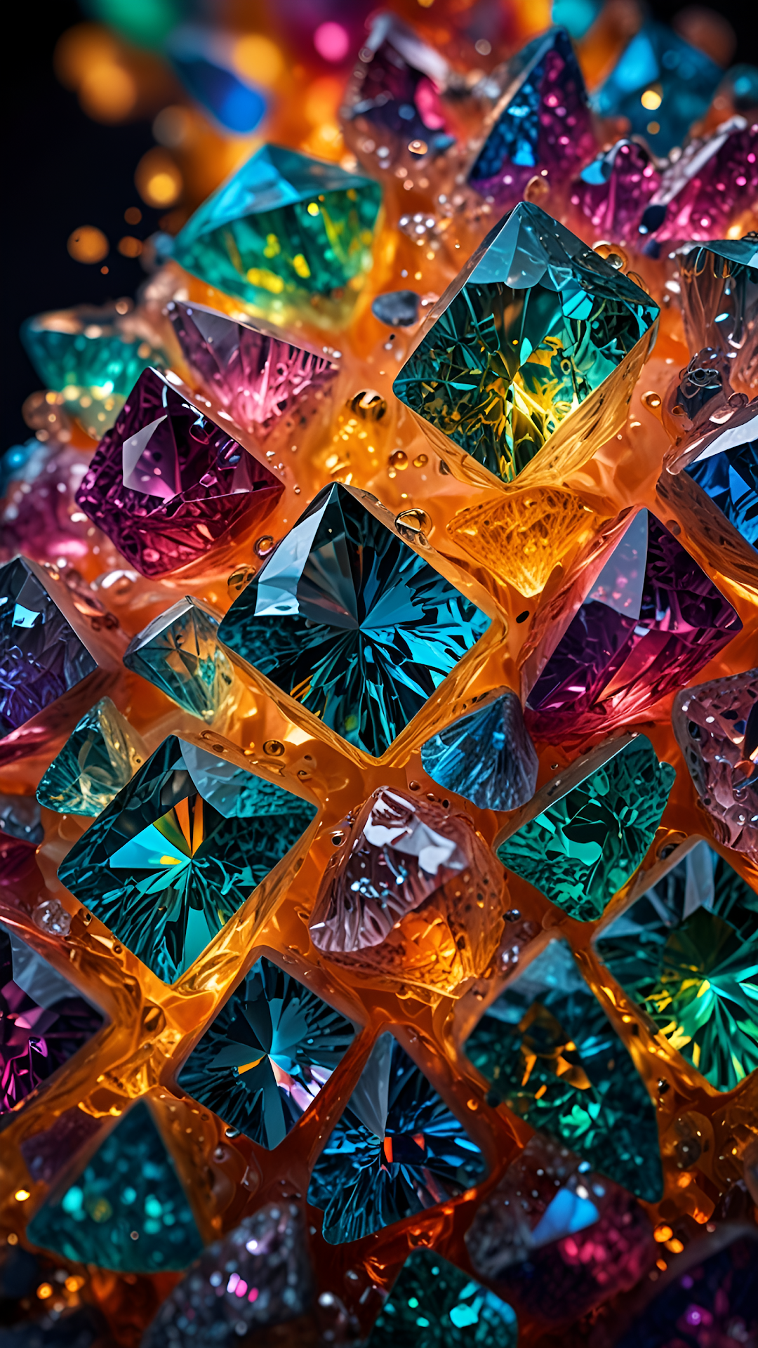 Vibrant Jewel Cluster Macro Shot Teal Magenta Crystals - Free 4K mobile Wallpaper