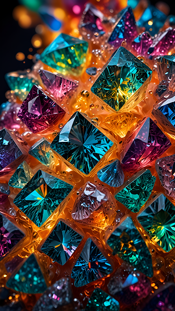 Vibrant Jewel Cluster Macro Shot Teal Magenta Crystals - Free mobile Wallpaper