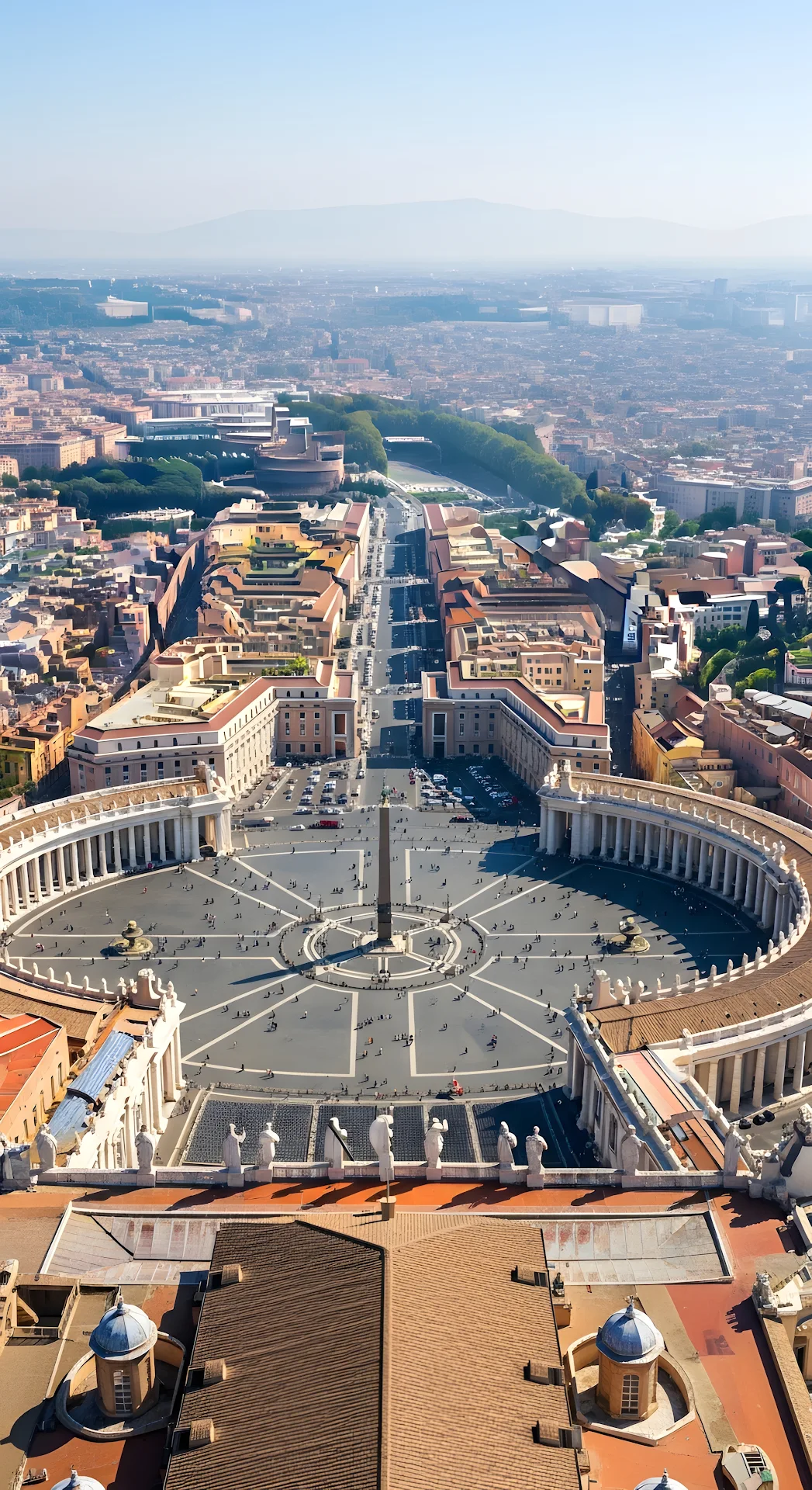 High Aerial View of St. Peter's Square and Via della Conciliazione, Vatican City - Free 4K mobile Wallpaper