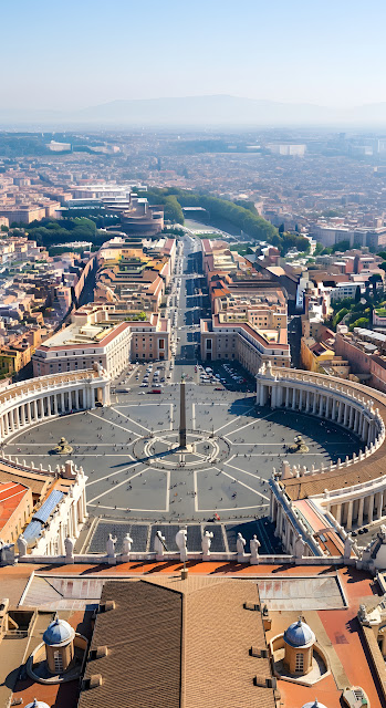 High Aerial View of St. Peter's Square and Via della Conciliazione, Vatican City - Free mobile Wallpaper