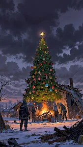 Post-Apocalyptic Christmas Tree in Snow