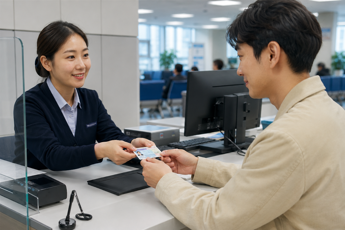 Người nộp hồ sơ nhận kết quả gia hạn bằng lái tại quầy