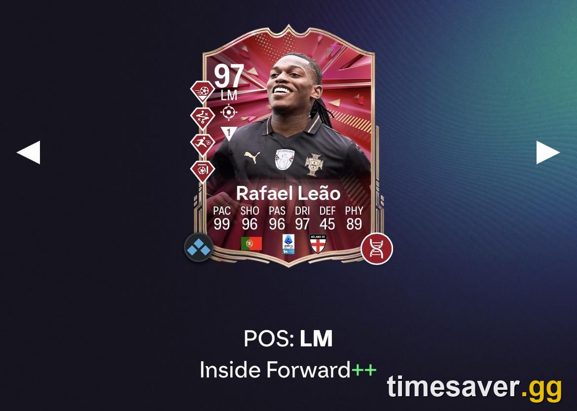 Rafael Leao 97 Class on Grass evolution preview in EA FC 26 Season 10
