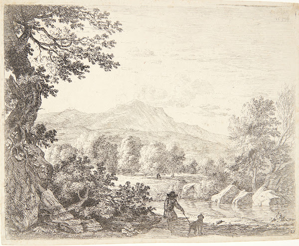 Landskab med en mand og en hund 1659