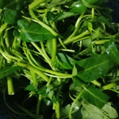Ngắt bỏ phần già của rau muống chỉ lấy phần non. Thịt bò xắt lát mỏng vừa ăn.