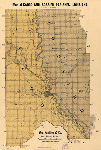 Map of Caddo and Bossier Parishes Louisiana 1904