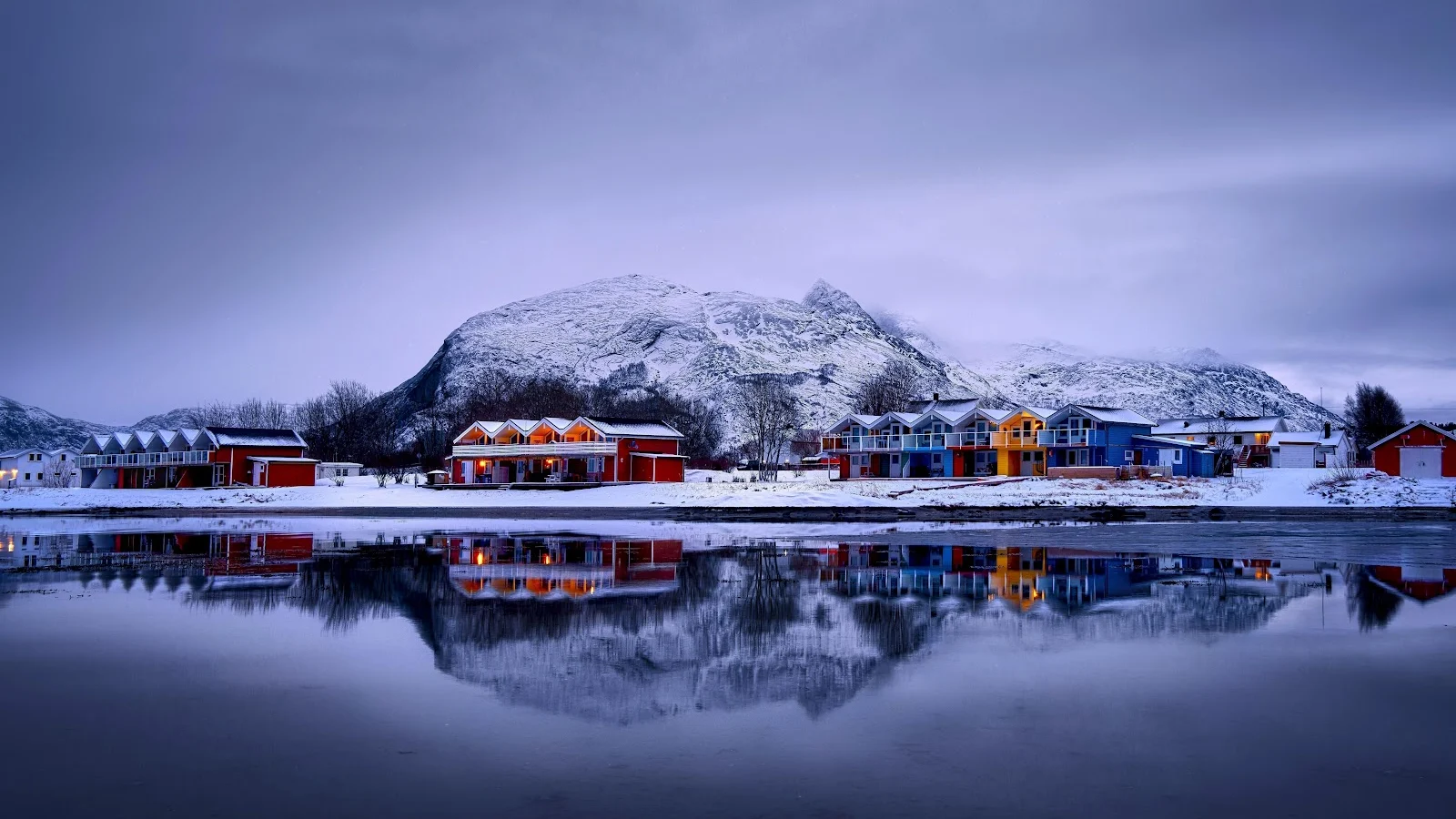 Winter, Norway, Reflection, Scenery 5K Desktop Wallpaper