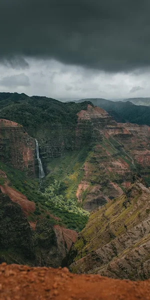 Waimea Canyon, Kauai, Waterfall, Landscape Photography 5K Wallpaper Background