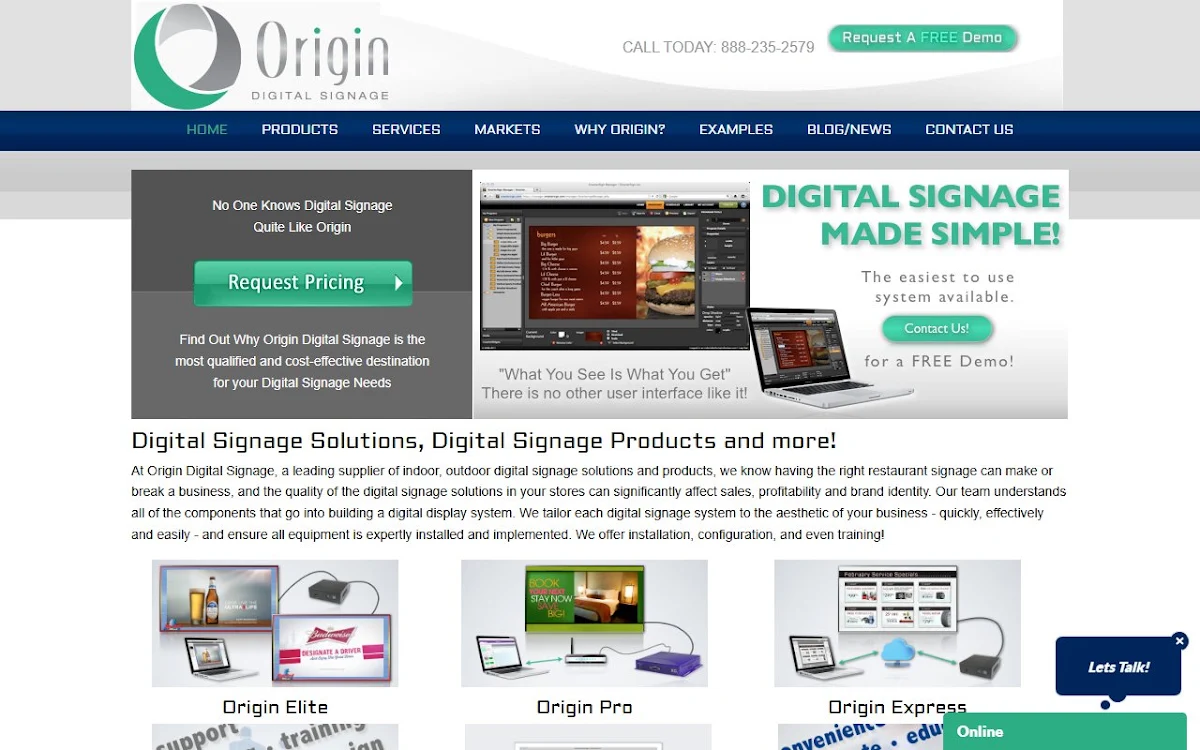Captura de Origin Digital Signage