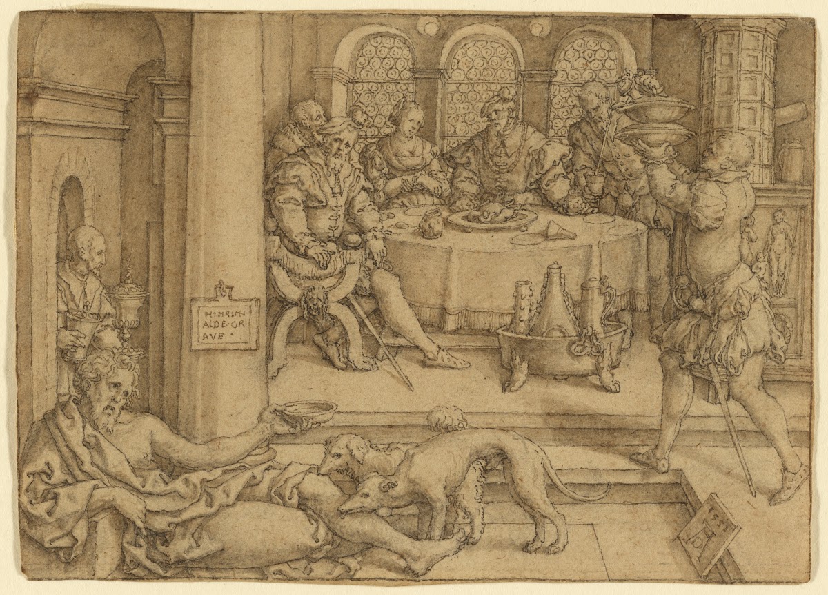 Lazarus Begging for Crumbs from Divess Table 1552